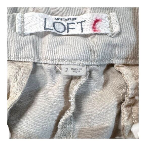 Ann Taylor LOFT Womens Khaki Tan Beige Cotton Blend Shorts Size 2 Summer Beach - Picture 3 of 4